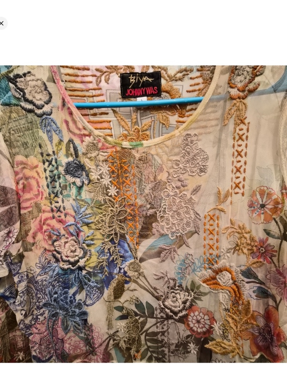 Johnny Was STUNNING Floral Multicolor Long Sleeve MIDI Dress - Cream Base - Picture 6 of 11